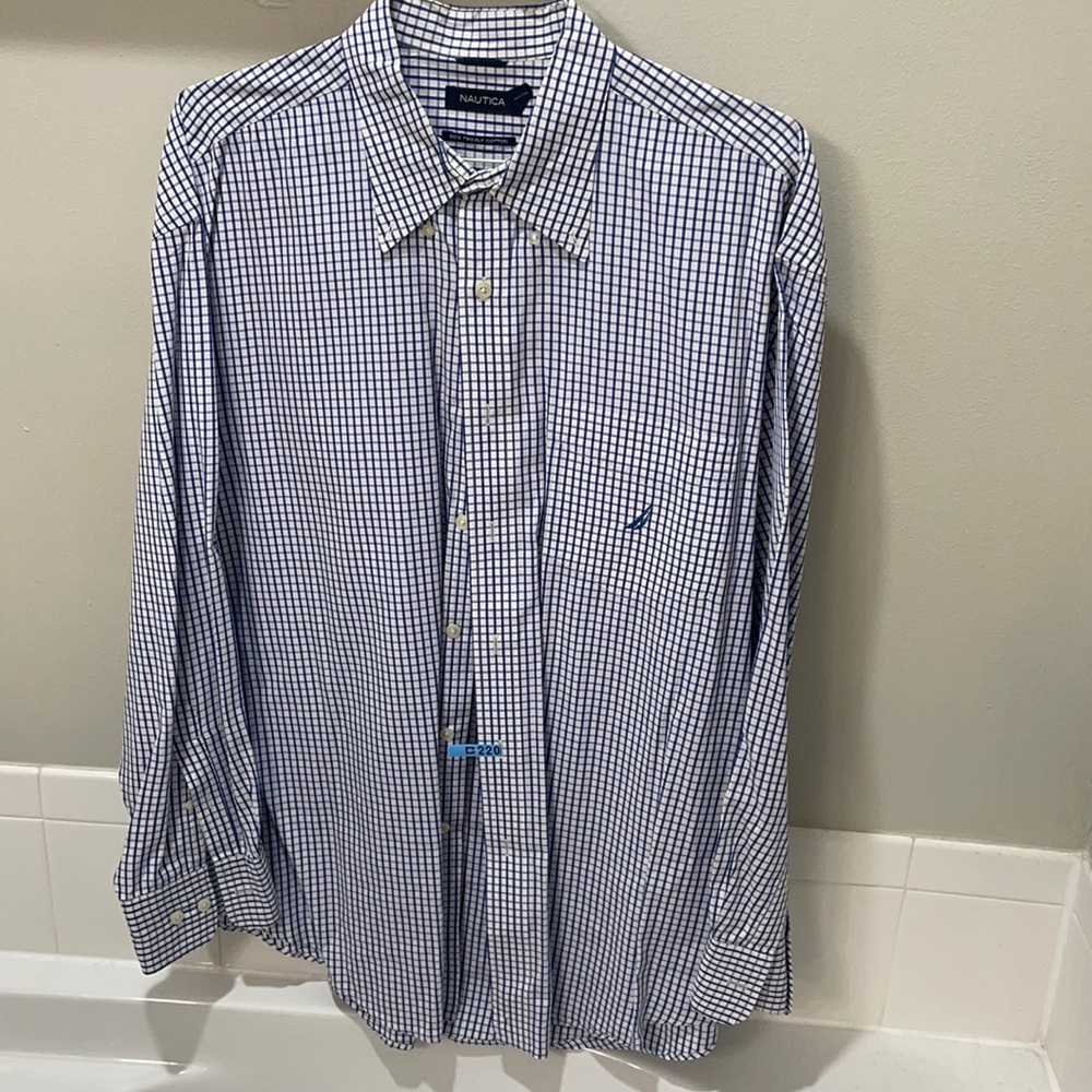 Nautica Blue Check Shirt Sz XL EUC